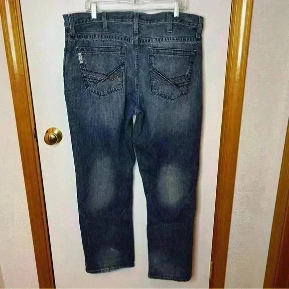 Cinch Grant Straight Leg Denim Jeans Men 38x32 Blue Distressed Relaxed Cowboy - Picture 9 of 13